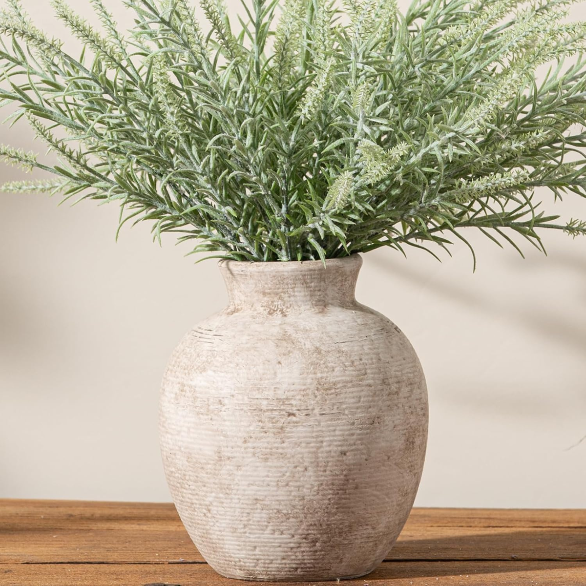 Rustic Terracotta Pot Vase – Distressed Ribbed Clay Pottery Vase for Dried Flowers, Pampas Grass & Faux Plants | Farmhouse & Boho Home Decor | Living Room, Table & Shelf Centerpiece